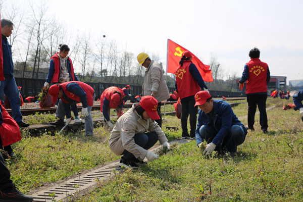 大唐石門發(fā)電公司開展“拔草護(hù)安全，黨員我先行”志愿服務(wù)活動