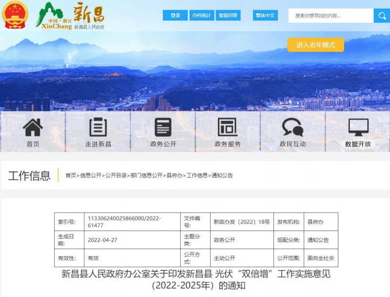 浙江新昌：大力推進(jìn)工商業(yè)建筑屋頂光伏，全縣現(xiàn)有黨政機(jī)關(guān)、事業(yè)單位等公共建筑屋頂實現(xiàn)100%安裝